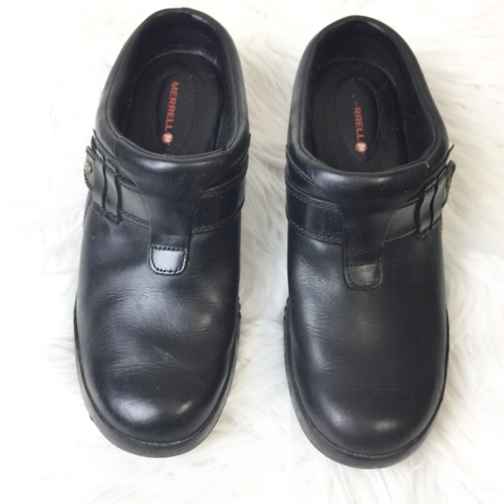 Merrell Luxe Plunge Black Leather Clogs